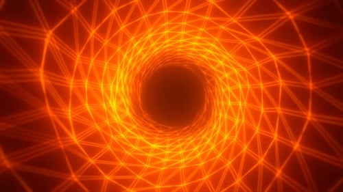 Abstract bright yellow glowing background with a tunnel of lines