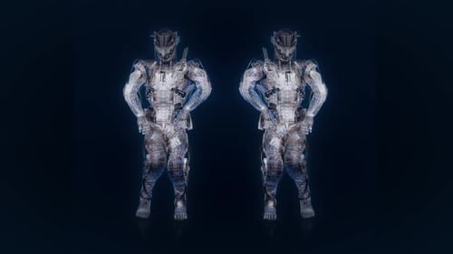 Futuristic Digital Soldiers Holographic Dance Performance