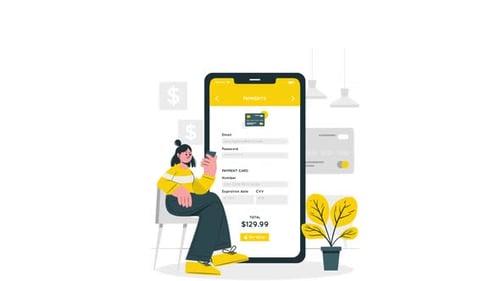 Animated Flat Design Mobile Payment App with Character