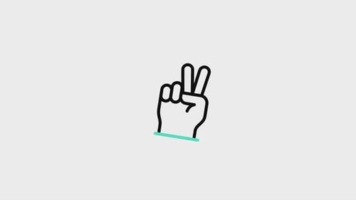 Minimalist Peace Sign Hand Gesture Line Icon Animation