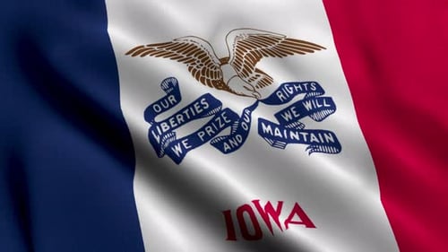 Iowa State Flag Waving Seamless Loop