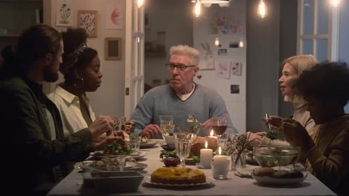 Family Meal at Home Together at Night