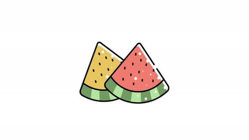 Animated Watermelon Slices Flat Design Icon