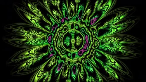 Abstract Green Neon Fractal Pattern Loop Background