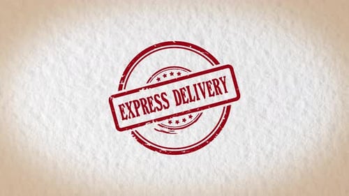 Wort im Briefmarkenstil für Expressversand