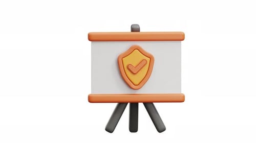 3D Animation Security Shield On Presentation Board