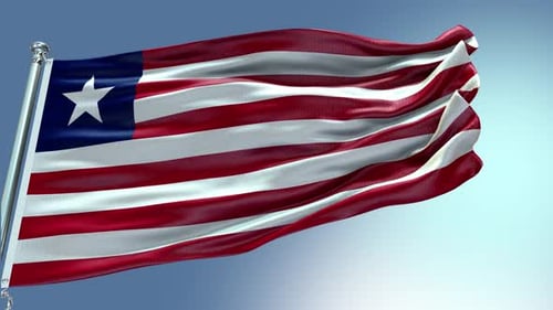 Liberia Flag Waving in Realistic 3D Animation