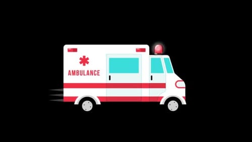 Animated Flat Design Ambulance Moving