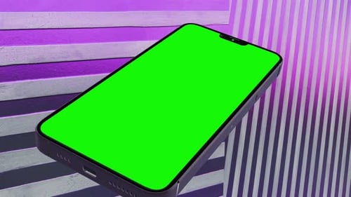 3D smartphone with Reflections of pink light and white lines animation