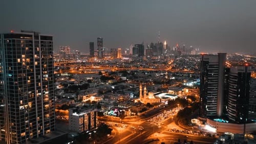 Moving Timelapse of Aerial footage, Dubai, UAE