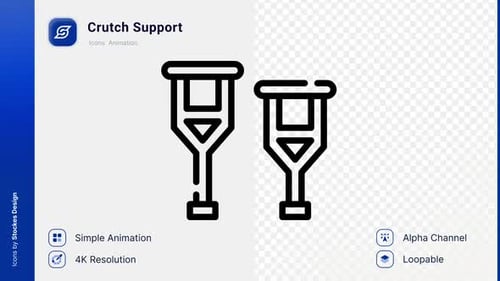 Animated Crutch Support Icons for Medical and Healthcare Projects