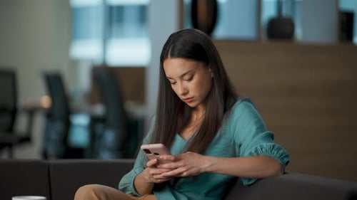 Calm Executive Scrolling Feed at Office