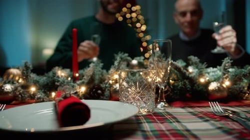 Festive Toast at Christmas Family Gathering