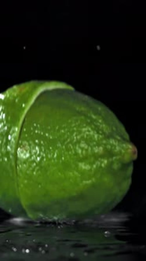 Lime Drop on the Table Filmed on a Highspeed Camera at 1000 Fps