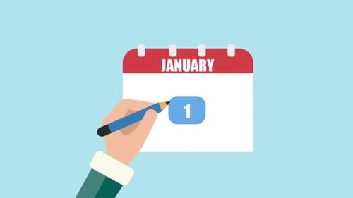 Marking Important Day On Calendar With Pen 1 January