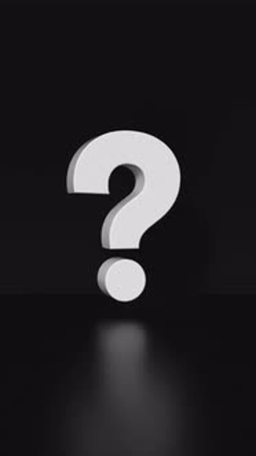 Question mark white on black background.