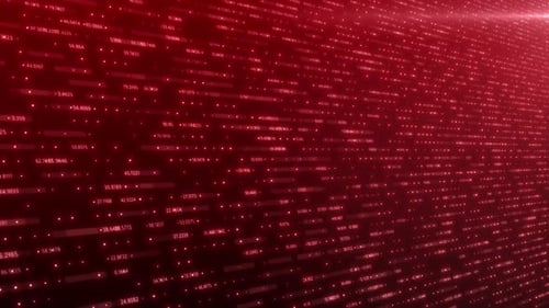 Futuristic Information Red Technology Background: High-Tech Binary Code Animation