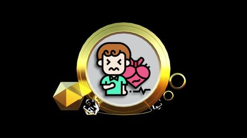 Decorative 3D Gold Heart Attack Medical Icon Animation