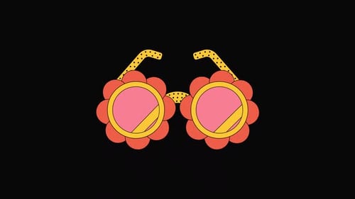 Retro Flower Power Sunglasses Graphic Animation