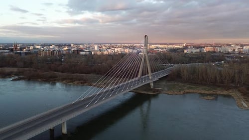 Scenic drone view Swietokrzyski bridge