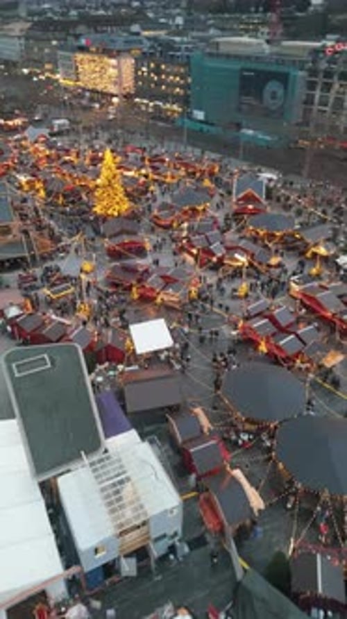 Zurich, Switzerland Aerial view of the Zurich Christmas Market, the Weinachsdorf
