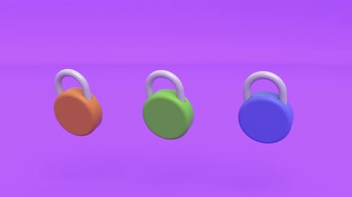 Color Plastic Padlocks Able to Loop Seamless