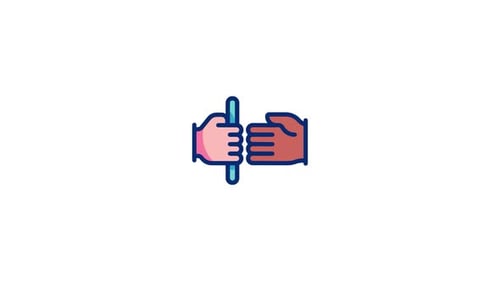 Animated Flat Design Hands Pulling Apart Blue Bar