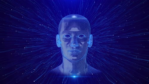 Human Face Abstract Digital Computing Animation 3D Artificial Intelligence Big Data Cyber Security