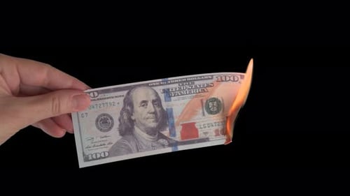 Burn Banknotes Green Screen Dollar