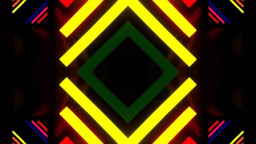 Multicolor Neon Light Elements Kaleidoscope Background Vj Loop In 4K