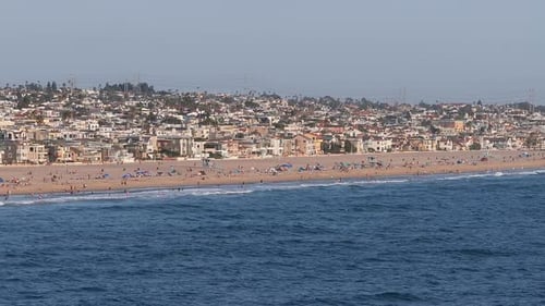 Aerial Morning View of the Shore Near Manhattan Beach and Redondo Beach