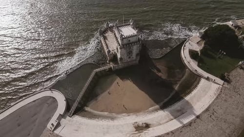 Aerial view of Belem Tower, Portugal.