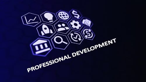 Digital Professional Development Icons Grid Animation