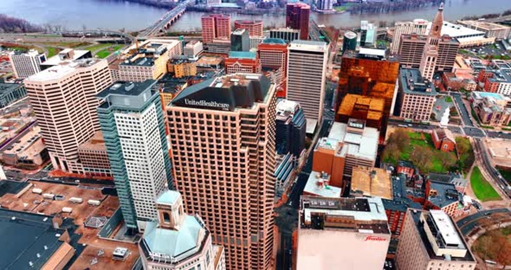Rising over the splendid view of Hartford downtown at daytime., City ...