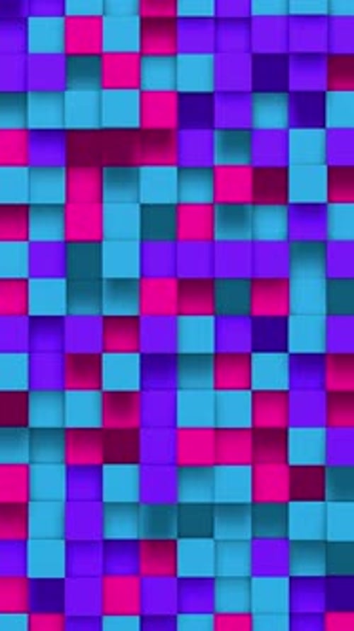Multicolored pink and blue small box cube random geometric background