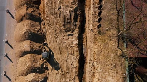Road construction site aerial view