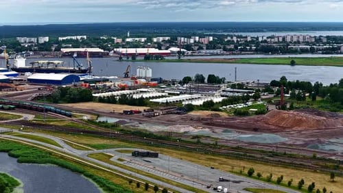 Aerial View of KS Terminal and a Propane Gas Export Base in the Port of Riga