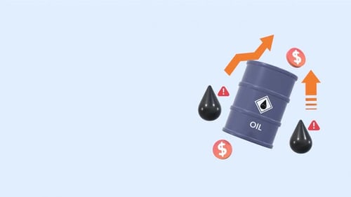 Animated Concept Of Rising Oil Prices, Economic Uncertainty, And Energy Crisis With Copy Space.