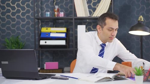 Adult Man Celebrates Office Success