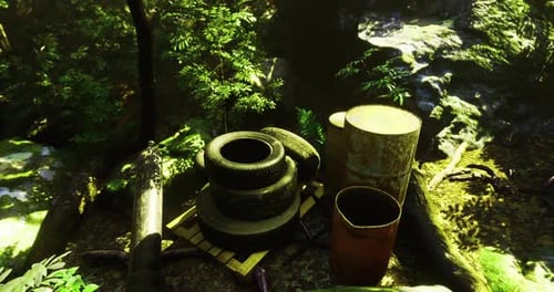 Environmental Pollution Observed in a Forest Setting with Discarded Materials