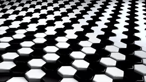 Abstract Hexagon White and Black Geometric Surface Loop Wavy Motion Background