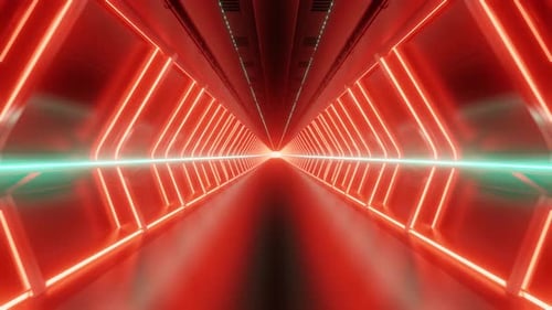 3D Loop Animation of Illuminated Futuristic Tunnel Sci Fi Background