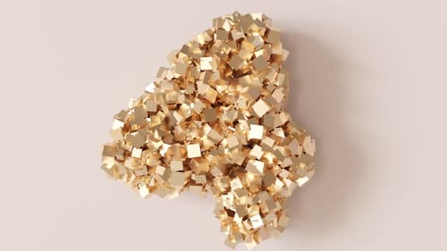 Abstract Golden Cubes Number Four Animated Loop