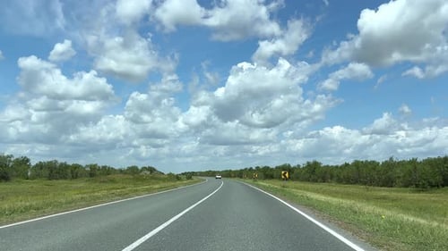 POV Driving Pasturing on Wide Green Meadows A Beautiful Sunny Summer Day for a Road Trip Through the