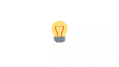 Animated Lightbulb Icon in Flat Design Style