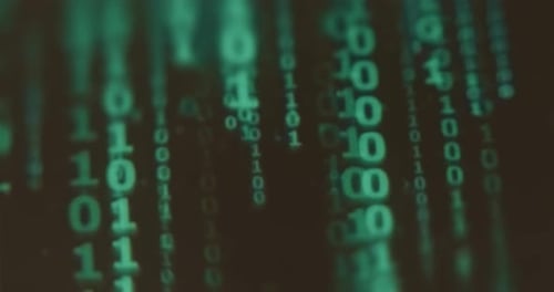 Binary Code with 0 and 1 Symbols Falling