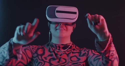 Young Adult Using Virtual Reality Headset