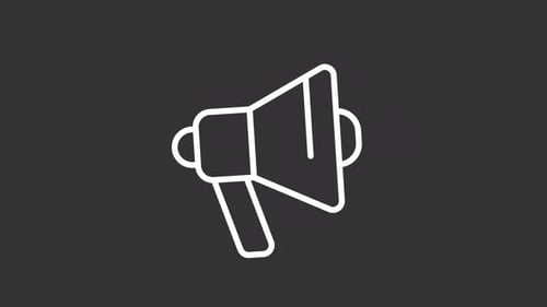 Animated Bullhorn White Line Icon