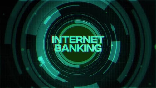 Internet Banking Text On Futuristic Cyberspace Background