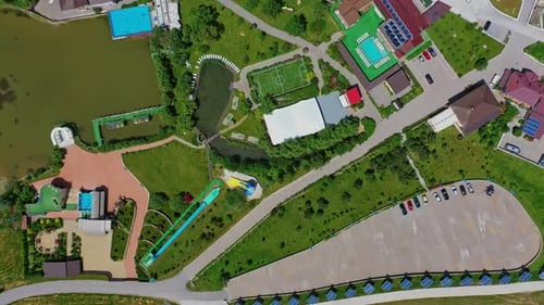 Panoramic view of a modern complex.